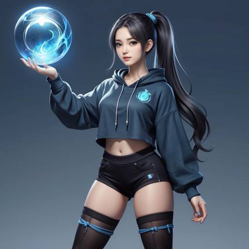 Fantasy girl with glowing magical orb