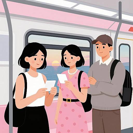 Subway Scene with Pink Lighting and Characters