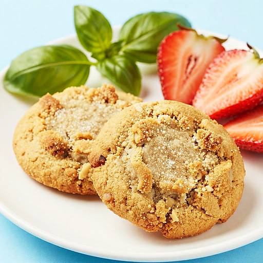 Crumbly Cookies with Strawberries and Basil
