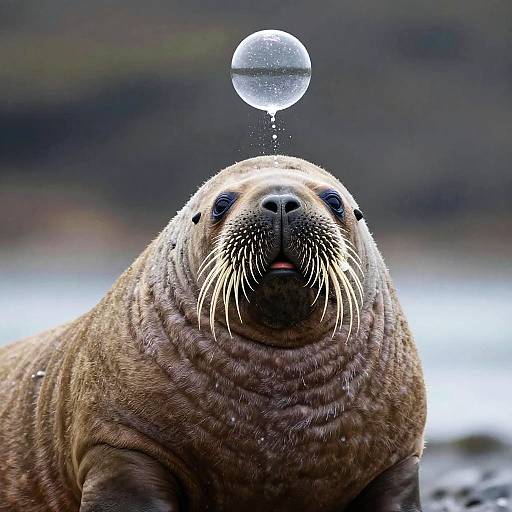 Photorealistic Walrus Portrait Outdoors