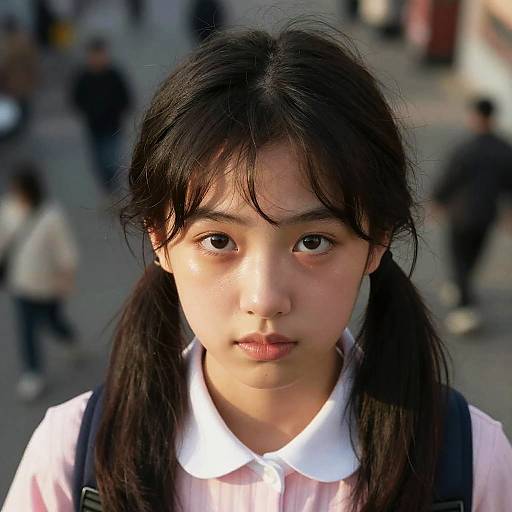 High-Angle Pigtails Cinematic Victorian Portrait