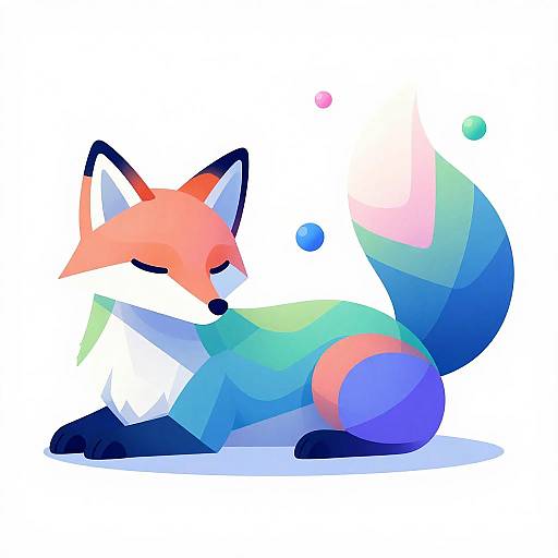 Vibrant Geometric Fox Illustration