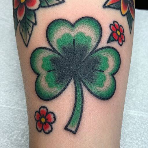 Vintage Clover Tattoo Close-Up