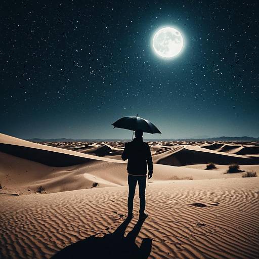 Moonlit Desert Dream: A Mystical Drone View