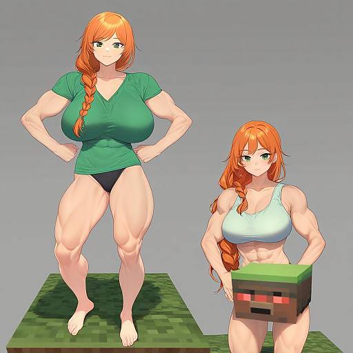 Illustration of Alex (minecraft), minecraft in the style of Tsukimoto kizuki