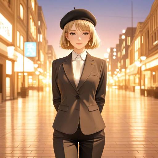 Elegant Urban Chic Girl in Ghibli Style
