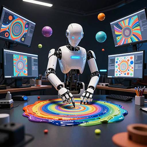 AI Art Bot Creating Digital Masterpiece
