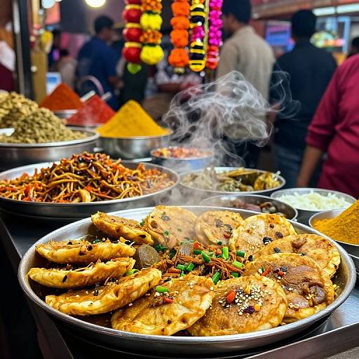 Vibrant Street Food Stall with Patra