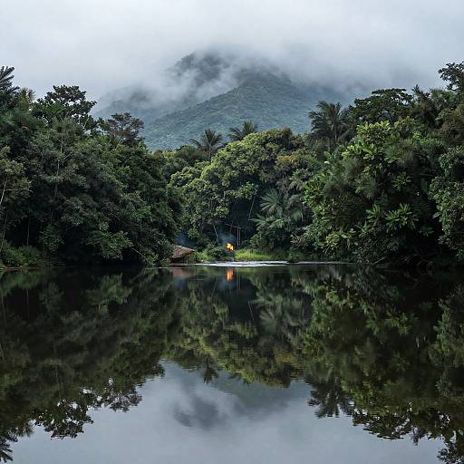 Misty Mountain Lake Landscape
