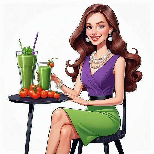 Woman Enjoying Tomato Green Smoothie