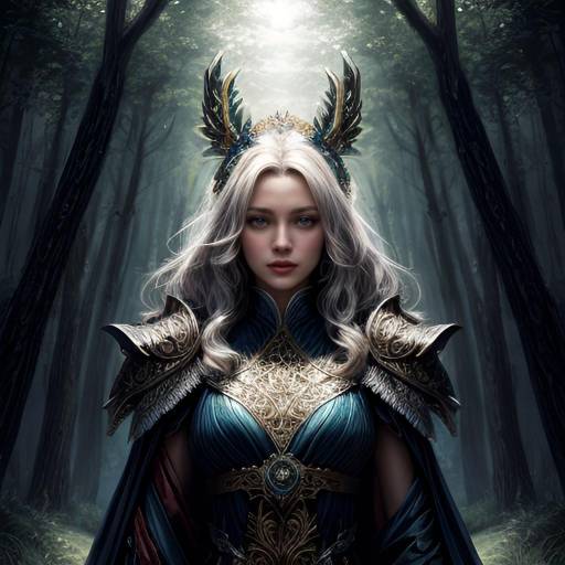 Majestic Dragon Warrior in Enchanted Forest Majestic Dragon Warrior in Enchanted Forest