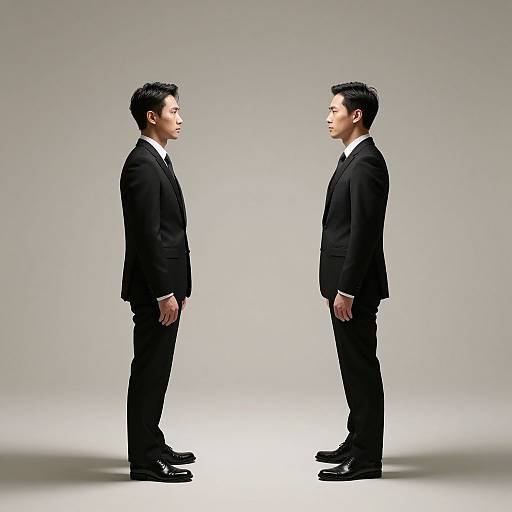 Symmetrical Men in Black Suits