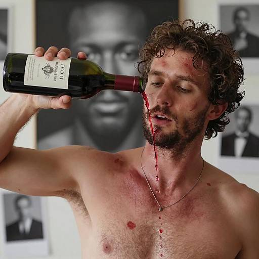 Sensual Wine Pouring Man Portrait