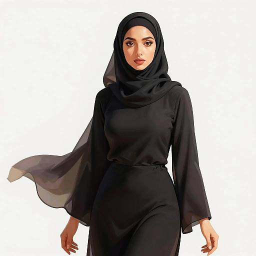 Stylish Woman in Flowing Hijab