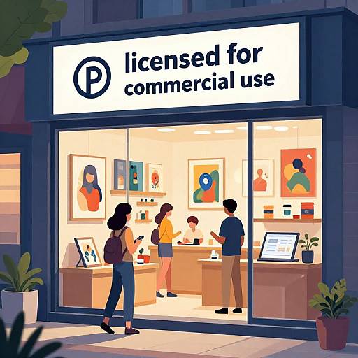 Digital illustration of a modern art gallery with a 