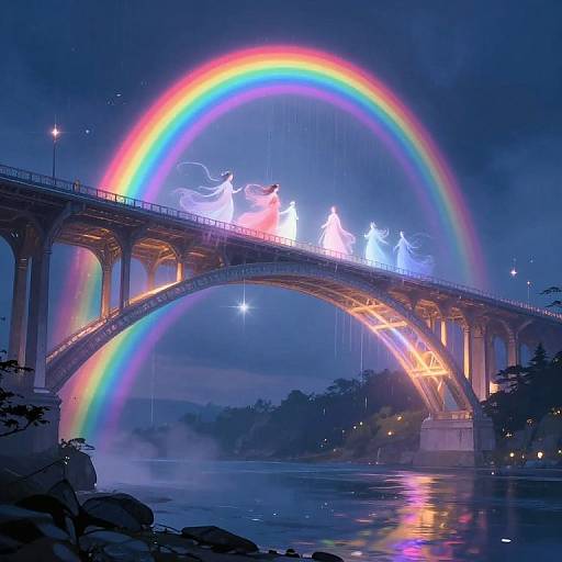Ethereal Melodies Beneath Luminous Bridge