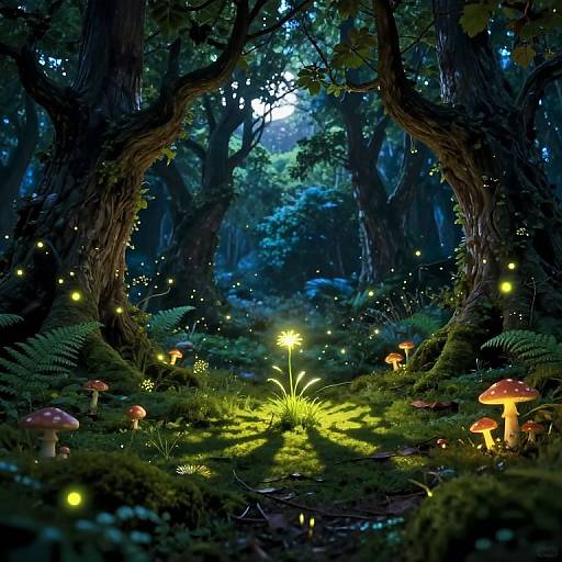 Enchanted Moonlit Forest Dreamscape