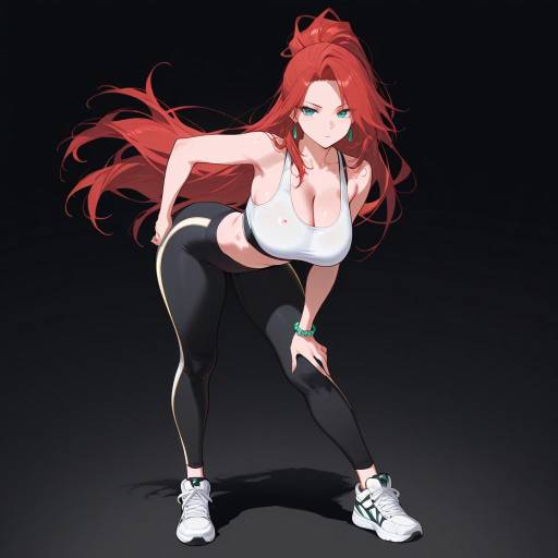 Elegant Red-Haired Model in Stylish Attire Elegant Red-Haired Model in Stylish Attire
