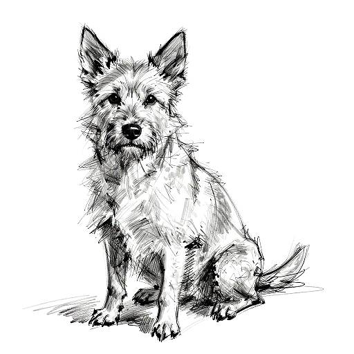 Energetic Scribbled Sketch of a Dog