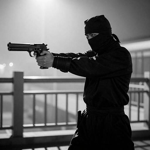 Gritty Noir Ninja with a Gun