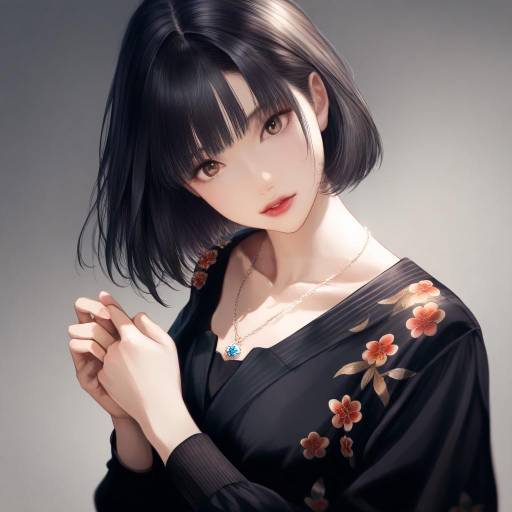 Elegant Shouhou in Black Dress Portrait