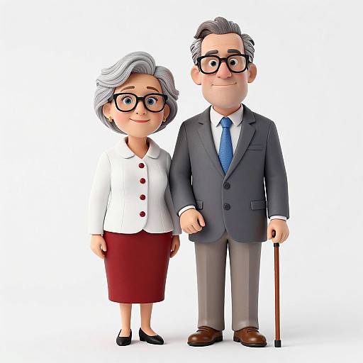 Detailed Caricature of Elderly Couple