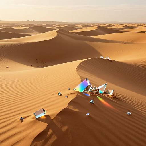 Surreal 3D Desert with Glass Dunes