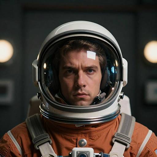 Intense Astronaut Portrait in Brown Suit