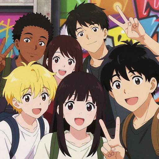 Anime Friends Group Selfie