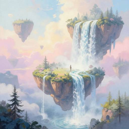 Surreal Dreamscape with Floating Islands