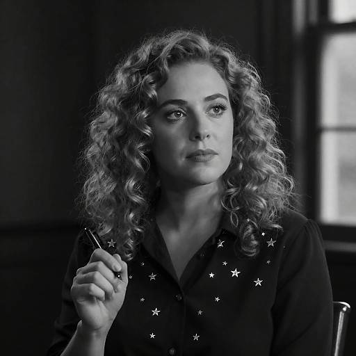 Moody Black-and-White Portrait of a Woman