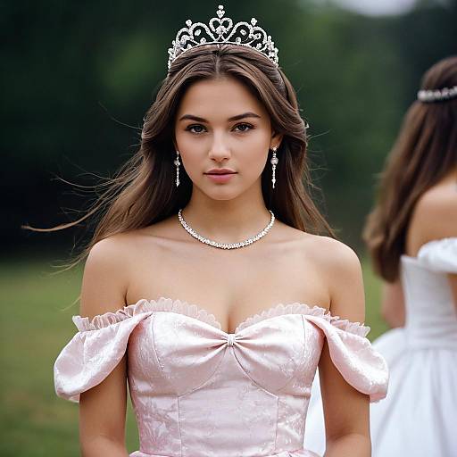 Teen Girl in Pink Princess Dress with Tiara