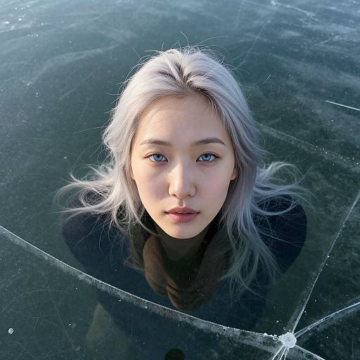 Hyperrealistic Aerial Portrait on Frozen Lake