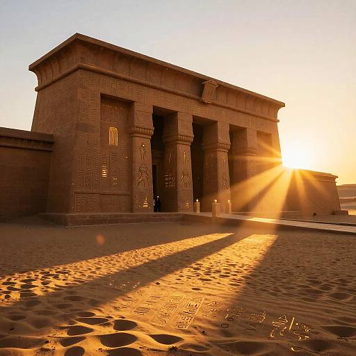 Sunfire Illuminating Ancient Desert Temple