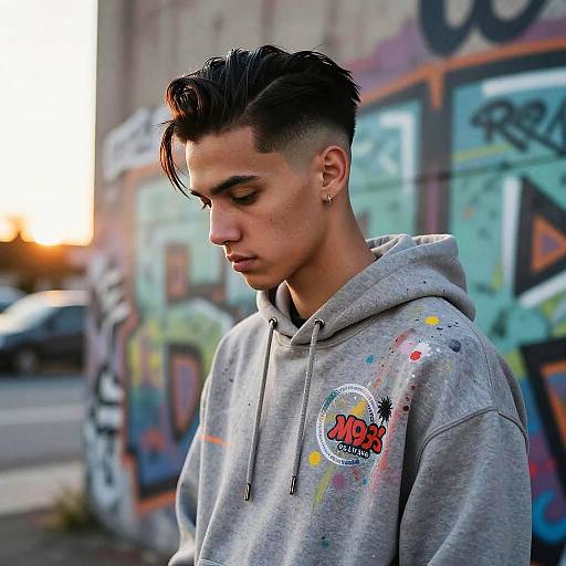 Street Artist with Slick Back Undercut Hairstyle