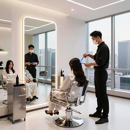 Futuristic Hair Salon with AI Stylists
