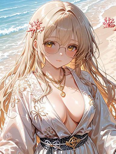 Elegant Blonde Woman at the Beach