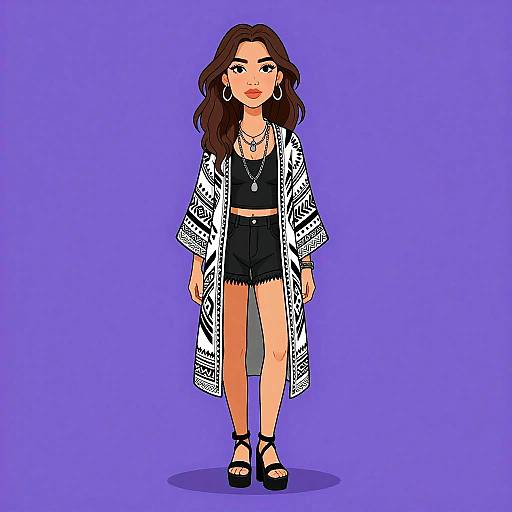 Bohemian Woman with Tribal Cardigan