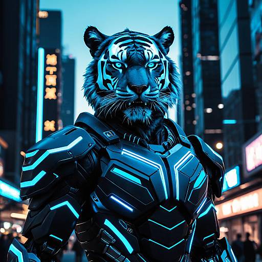 Futuristic Robotic Tiger Warrior