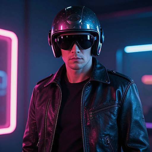 Futuristic Man in Neon Lights