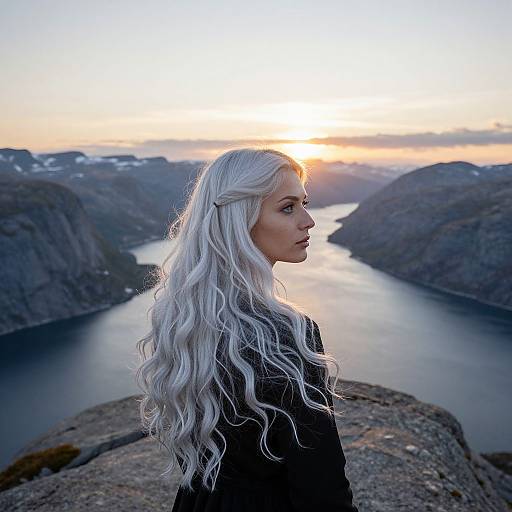 Ethereal Middle Eastern Woman at Fjord