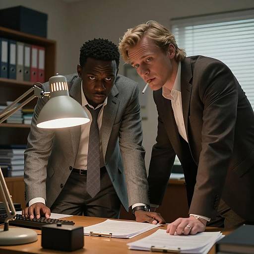 Two Men in Office Discussing Documents