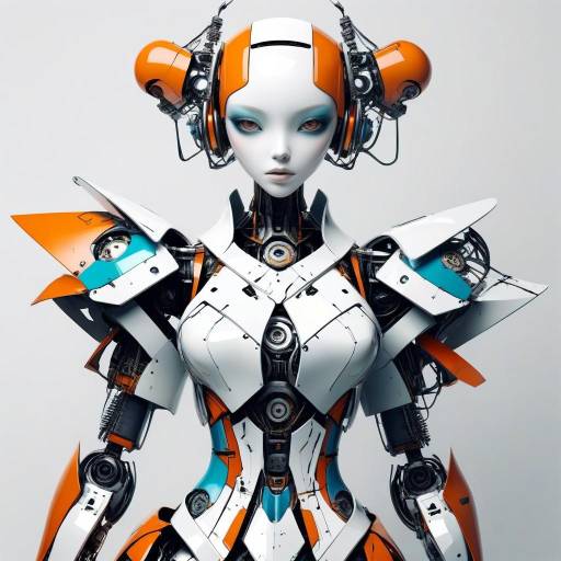 Futuristic Female Cyborg with Blue Armor