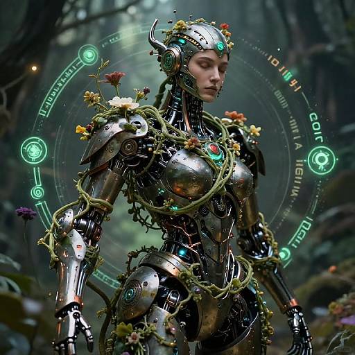 Fantasy Portrait Morphing into Robotic Nature