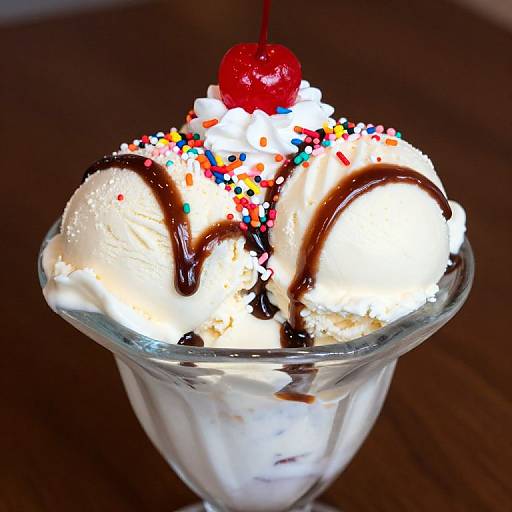 Vanilla Ice Cream Sundae with Fudge