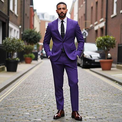 Stylish Man on Cobblestone Street