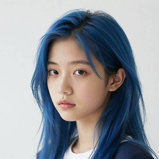 Teenage girl with vibrant blue hair