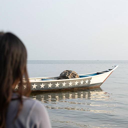 Serene Long Boat with Star Patterns