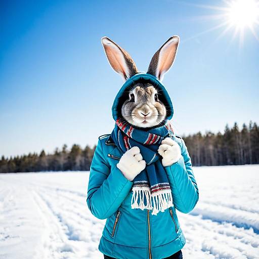 Rabbit in Winter Jacket and Scarf