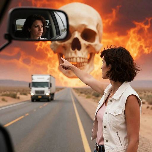 Highway Adventure with Fiery Skies